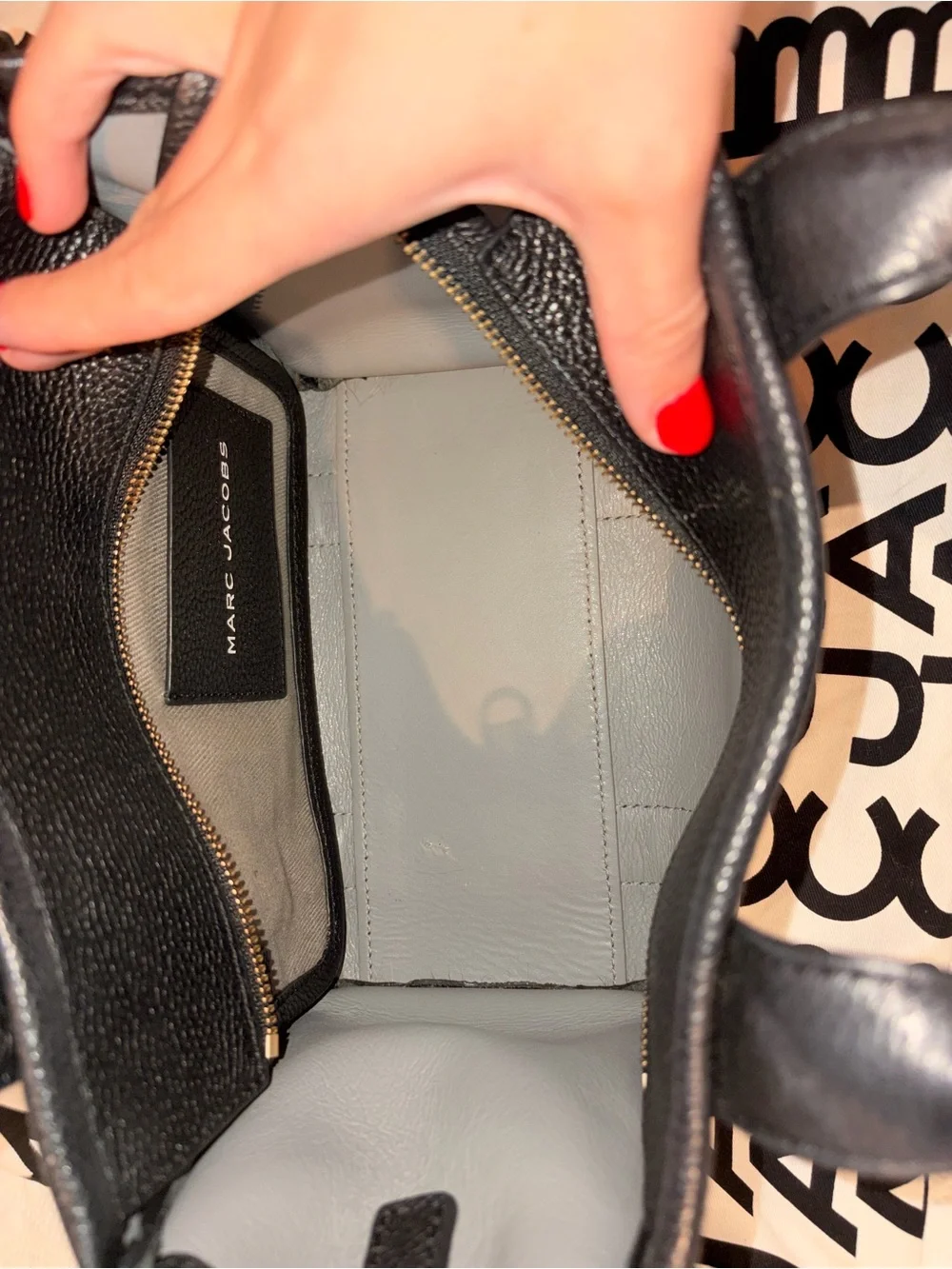Marc Jacobs Black Leather Small Tote with Removable Strap
